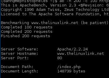 Apache BenchMark Server Summary
